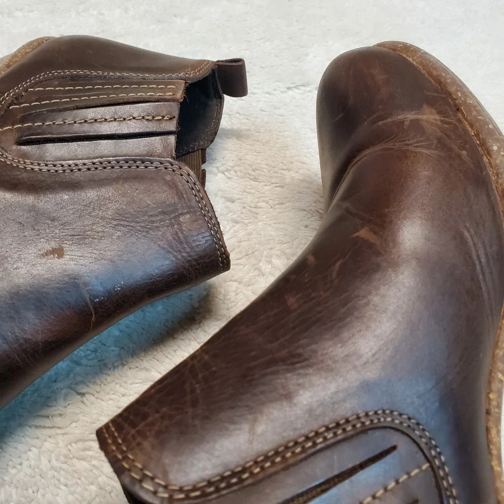 Clarks Brown Leather Jade Festival Boho Classic‎ Classic Preppy Ankle Boots 8